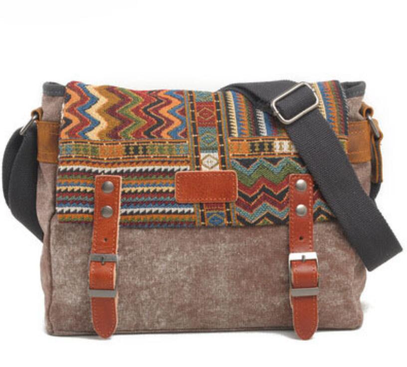 Men's Canvas Handbag Tablet Bag Retro National Wind Diagonal Small Square Original