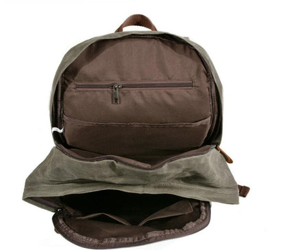 Men's Canvas Backpack Laptop Bag Oil Wax Retro Outdoor Large Capacity Hiking School