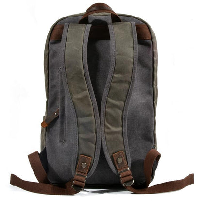 Men's Canvas Backpack Laptop Bag Oil Wax Retro Outdoor Large Capacity Hiking School