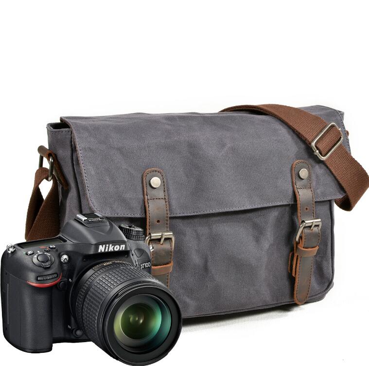 Men's Canvas Camera Bag Horizontal Photography Casual Anti-splash SLR