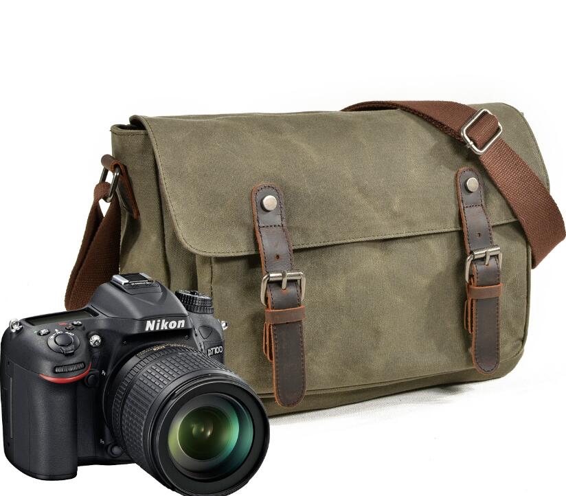 Men's Canvas Camera Bag Horizontal Photography Casual Anti-splash SLR