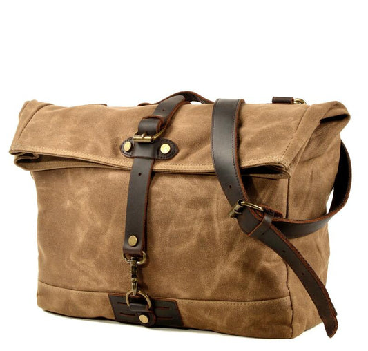 Men's Canvas Messenger Bag Tablet Leisure Outdoor Sports School Riding Splicing