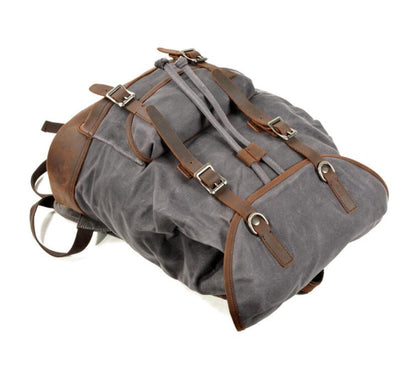 Men's Canvas Backpack Laptop Bag Splicing Outdoor Travel Sports Mountaineering School