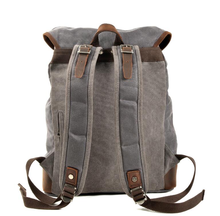 Men's Canvas Backpack Laptop Bag Splicing Outdoor Travel Sports Mountaineering School