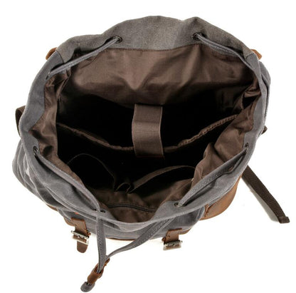 Men's Canvas Backpack Laptop Bag Splicing Outdoor Travel Sports Mountaineering School