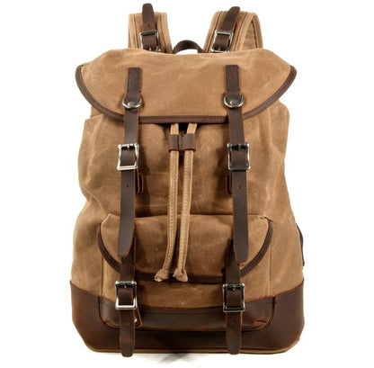 Men's Canvas Backpack Laptop Bag Splicing Outdoor Travel Sports Mountaineering School