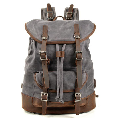 Men's Canvas Backpack Laptop Bag Splicing Outdoor Travel Sports Mountaineering School