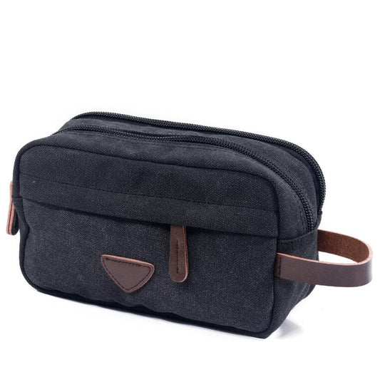 Men's Canvas Cosmetic Toiletry Bag Phone Solid Organizer Makeup Large Capacity