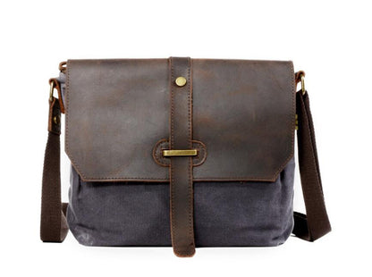 Men's Canvas Messenger Bag Tablet Outdoor Leisure Sports Trend Neutral Splicing Pockets