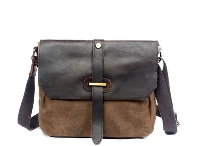 Men's Canvas Messenger Bag Tablet Outdoor Leisure Sports Trend Neutral Splicing Pockets