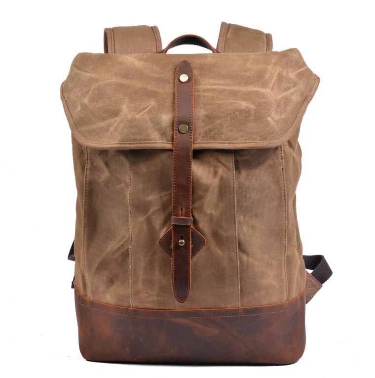 Men's Canvas Backpack Laptop Bag Anti-splash College Anti-theft Outdoor Mountaineering