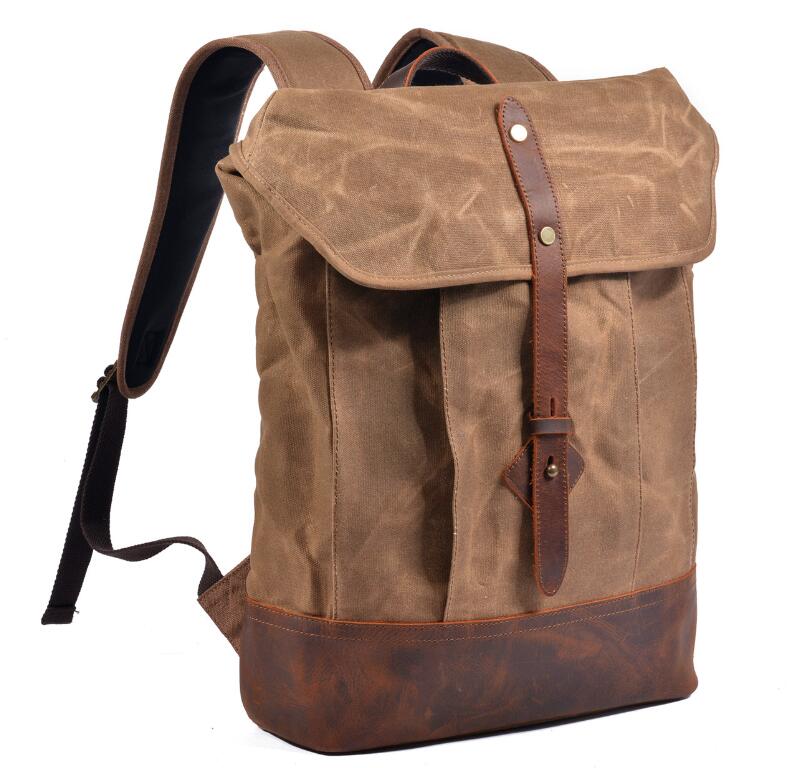 Men's Canvas Backpack Laptop Bag Anti-splash College Anti-theft Outdoor Mountaineering