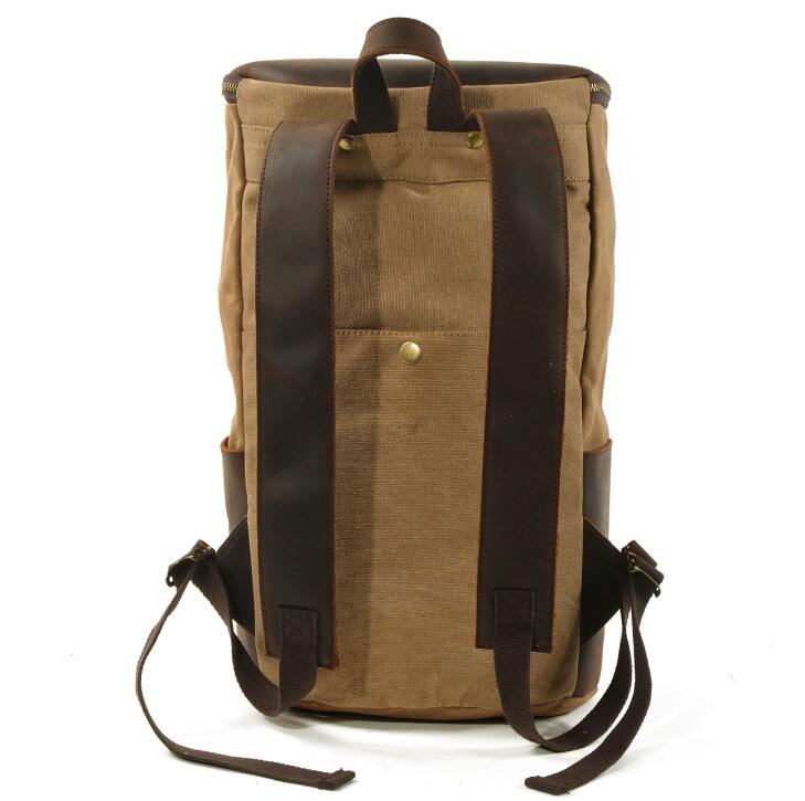 Men's Canvas Backpack Laptop Bag Outdoor Sports Bucket Travel Large Capacity School