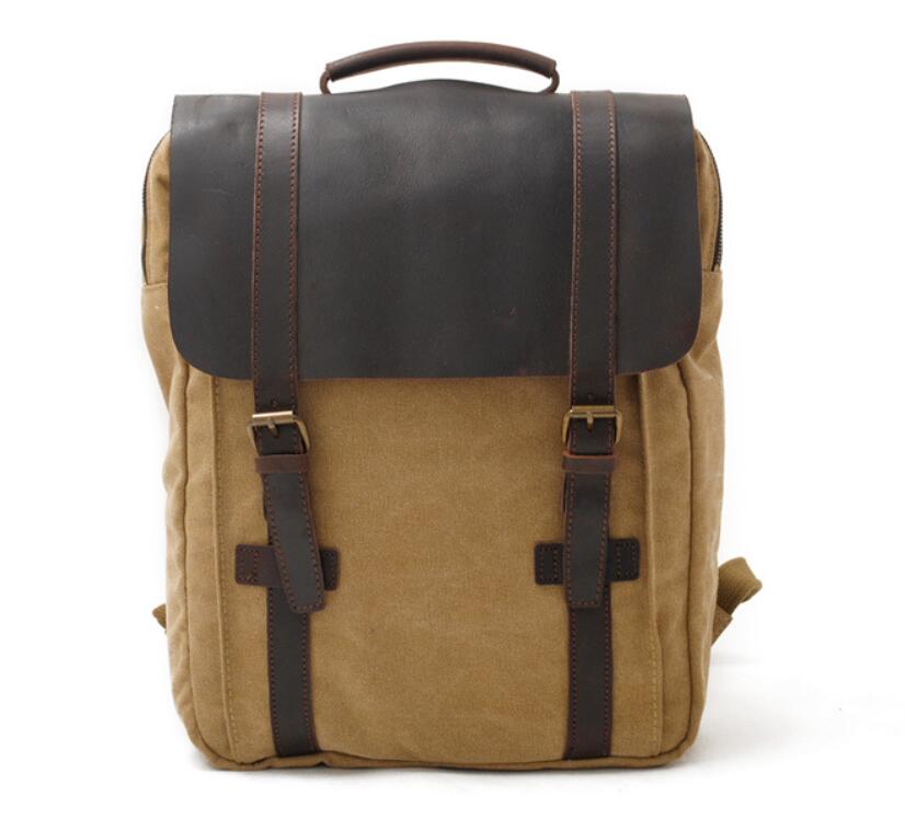 Men's Canvas Backpack Laptop Bag Casual Large Capacity Travel Double Pockets