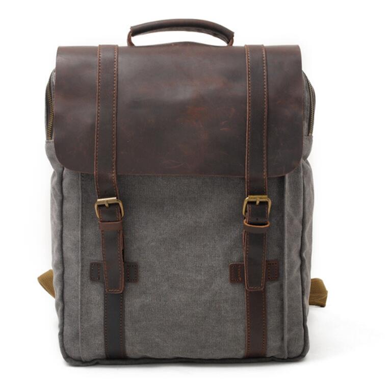 Men's Canvas Backpack Laptop Bag Casual Large Capacity Travel Double Pockets