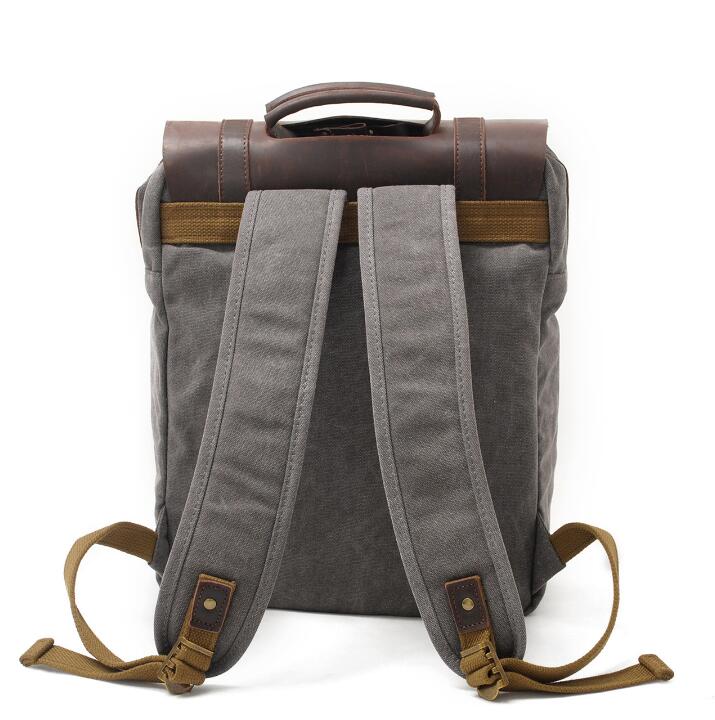 Men's Canvas Backpack Laptop Bag Casual Large Capacity Travel Double Pockets