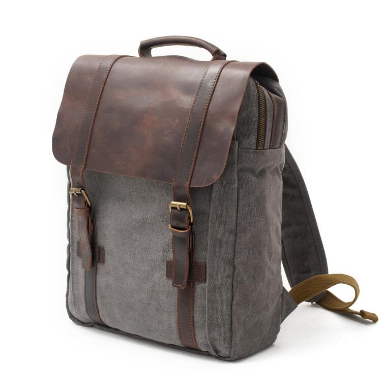 Men's Canvas Backpack Laptop Bag Casual Large Capacity Travel Double Pockets