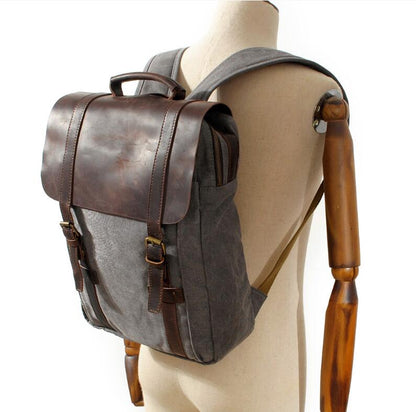 Men's Canvas Backpack Laptop Bag Casual Large Capacity Travel Double Pockets