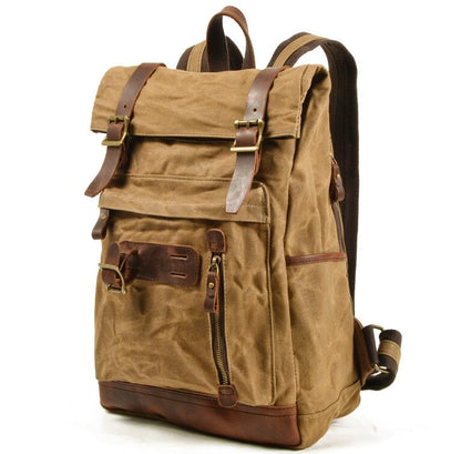 Men's Canvas Backpack Laptop Bag Rucksack Knight Motorcycle Breathable Military Fan