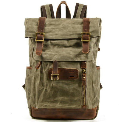 Men's Canvas Backpack Laptop Bag Rucksack Knight Motorcycle Breathable Military Fan