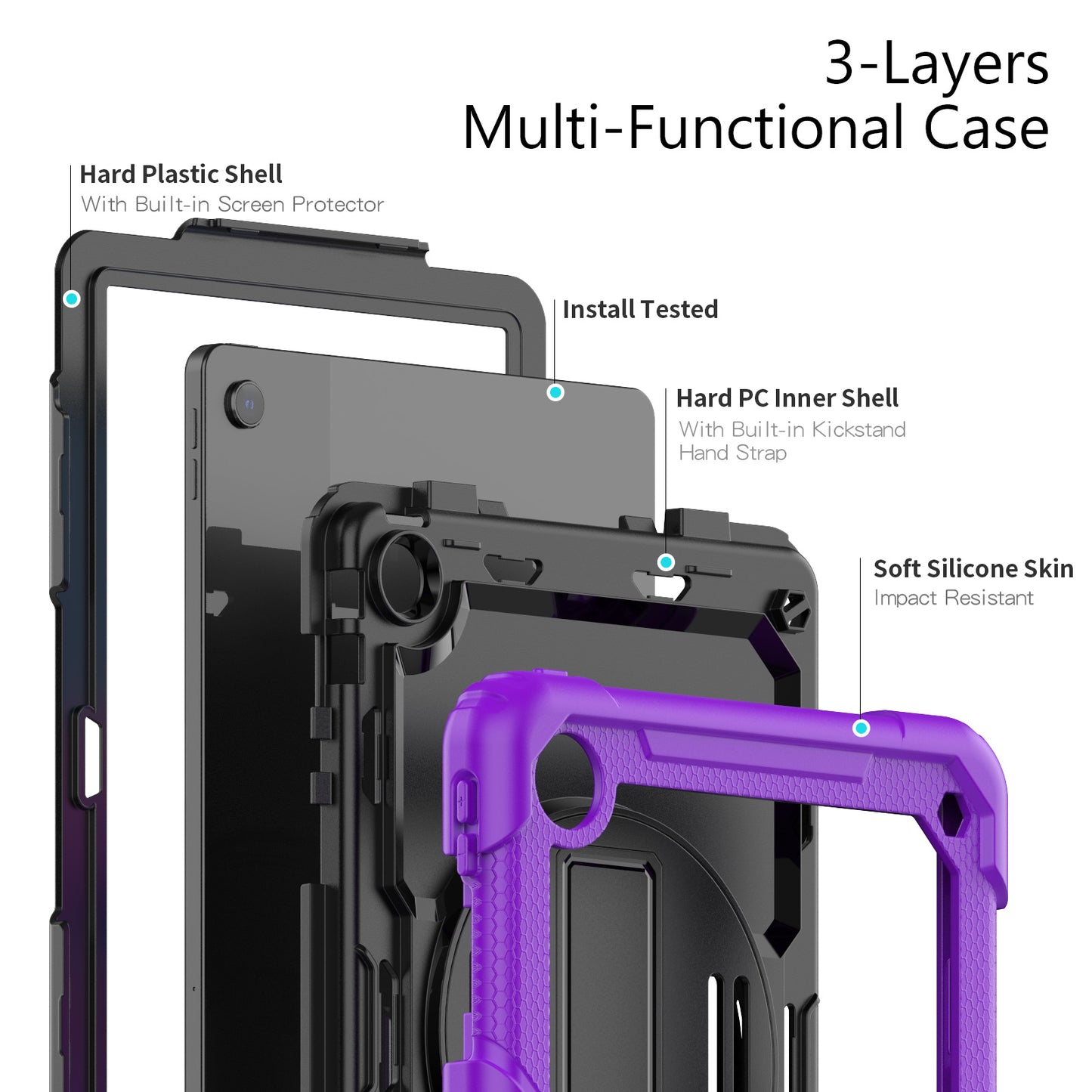 Tough Strap Built-in Screen Protector Lenovo Tab M10 (2022) Case Multi-functional