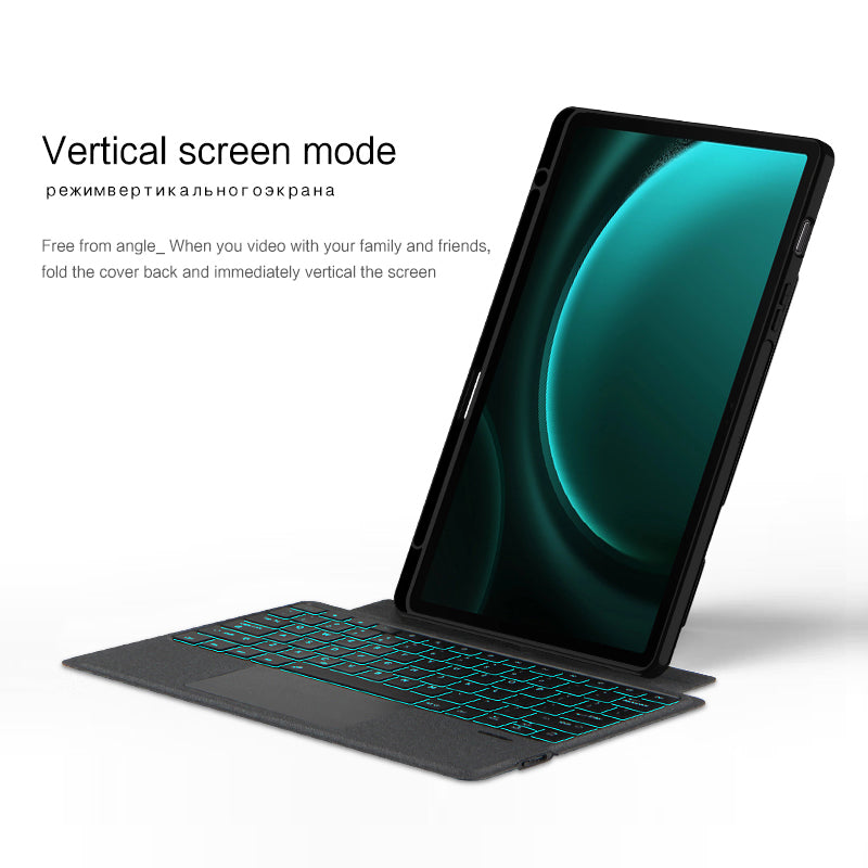 Horizontal Vertical Touchpad Backlit Keyboard Galaxy Tab S9 FE+ Case