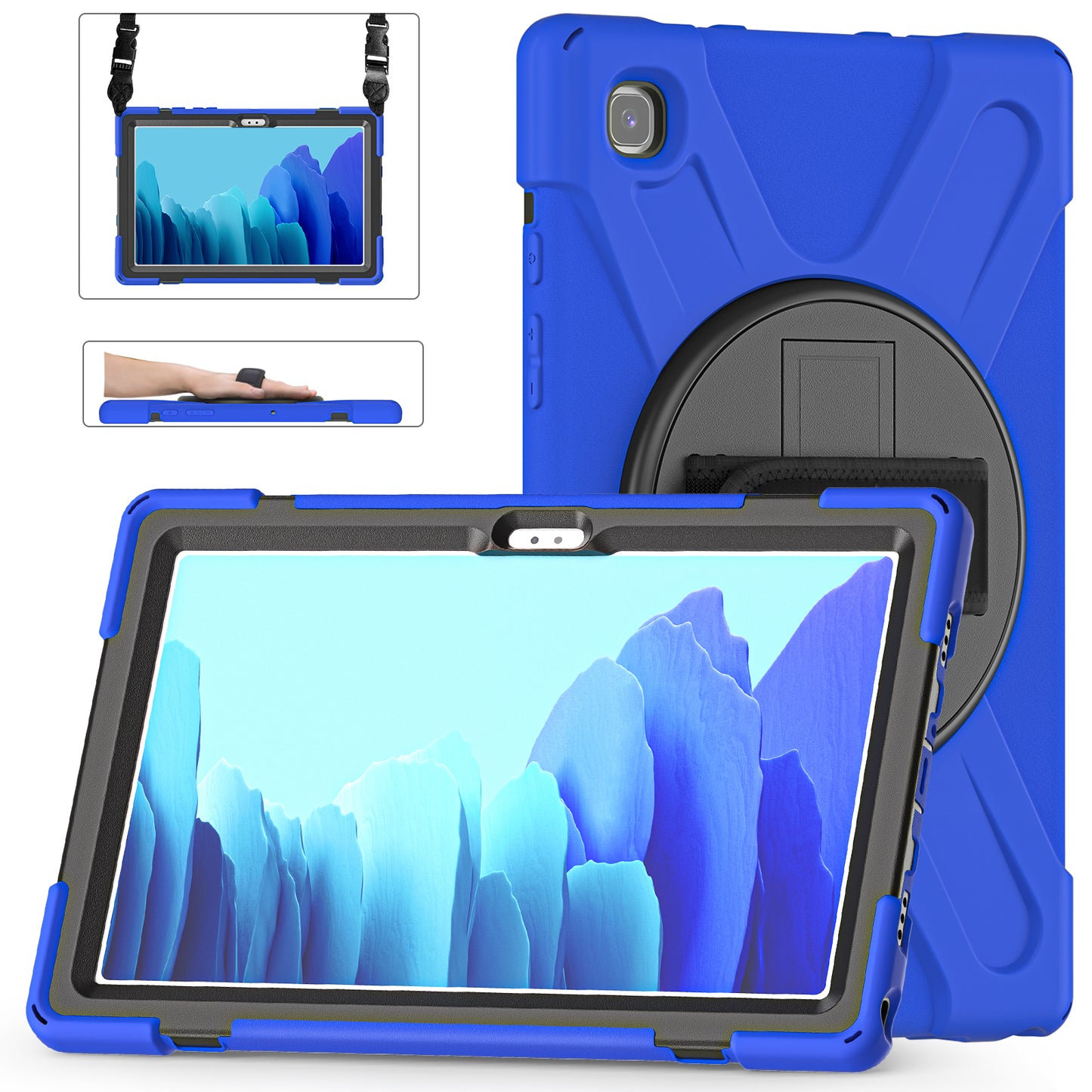 Pirate King Galaxy Tab A7 Case 360 Rotating Stand Hand Shoulder Strap