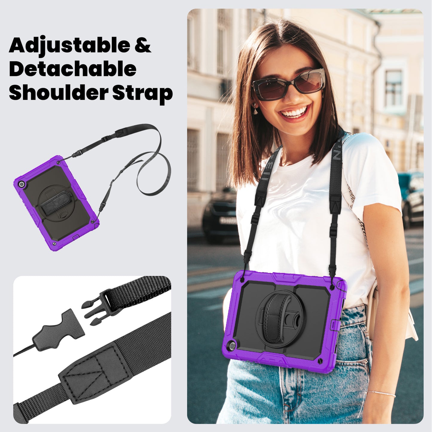 Tough Strap Built-in Screen Protector Galaxy Tab A9+ Case Multi-functional