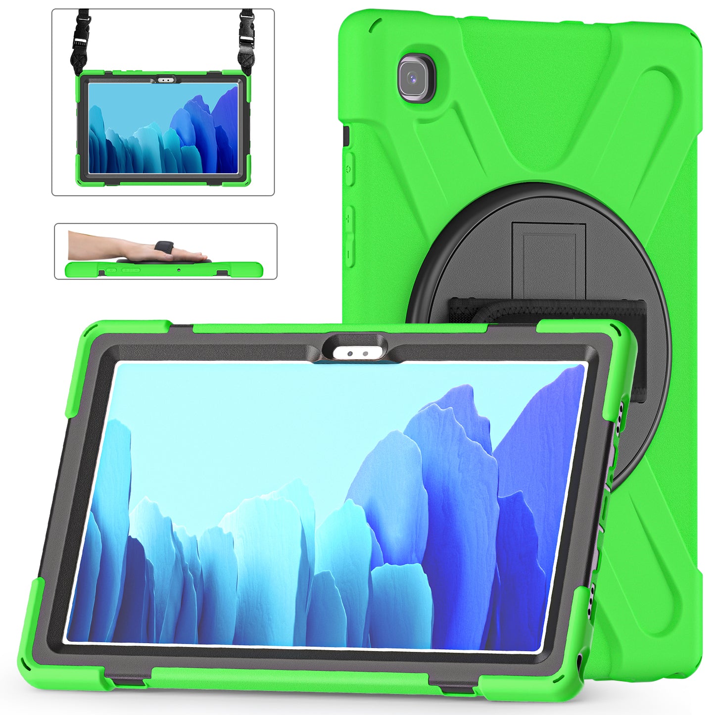 Pirate King Galaxy Tab A7 Case 360 Rotating Stand Hand Shoulder Strap