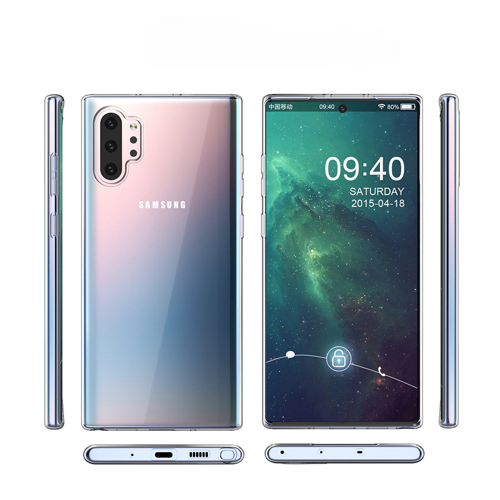 [2 Pack] Dot Clear Rubber Soft TPU Galaxy Note10+ Case Back Gel