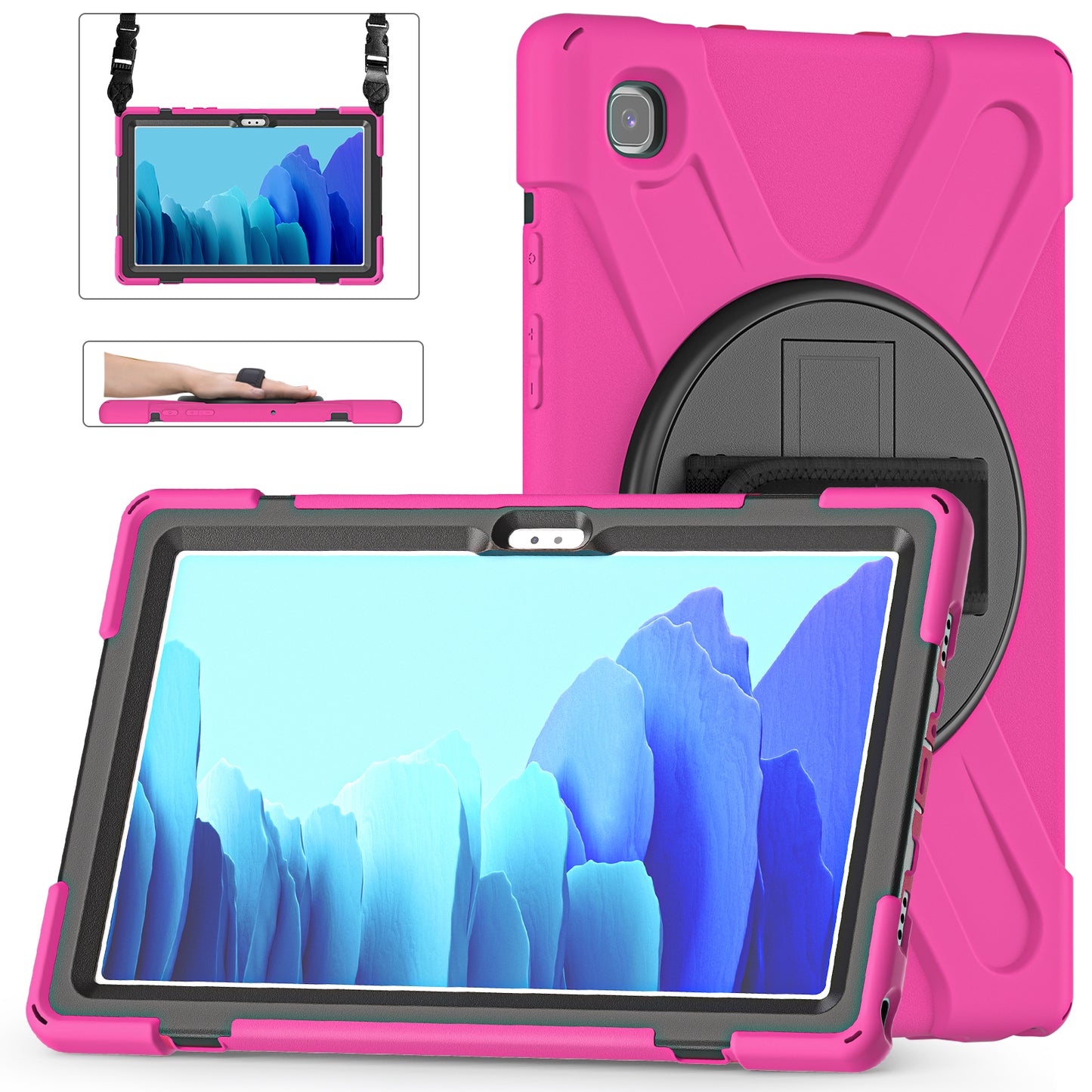 Pirate King Galaxy Tab A7 Case 360 Rotating Stand Hand Shoulder Strap