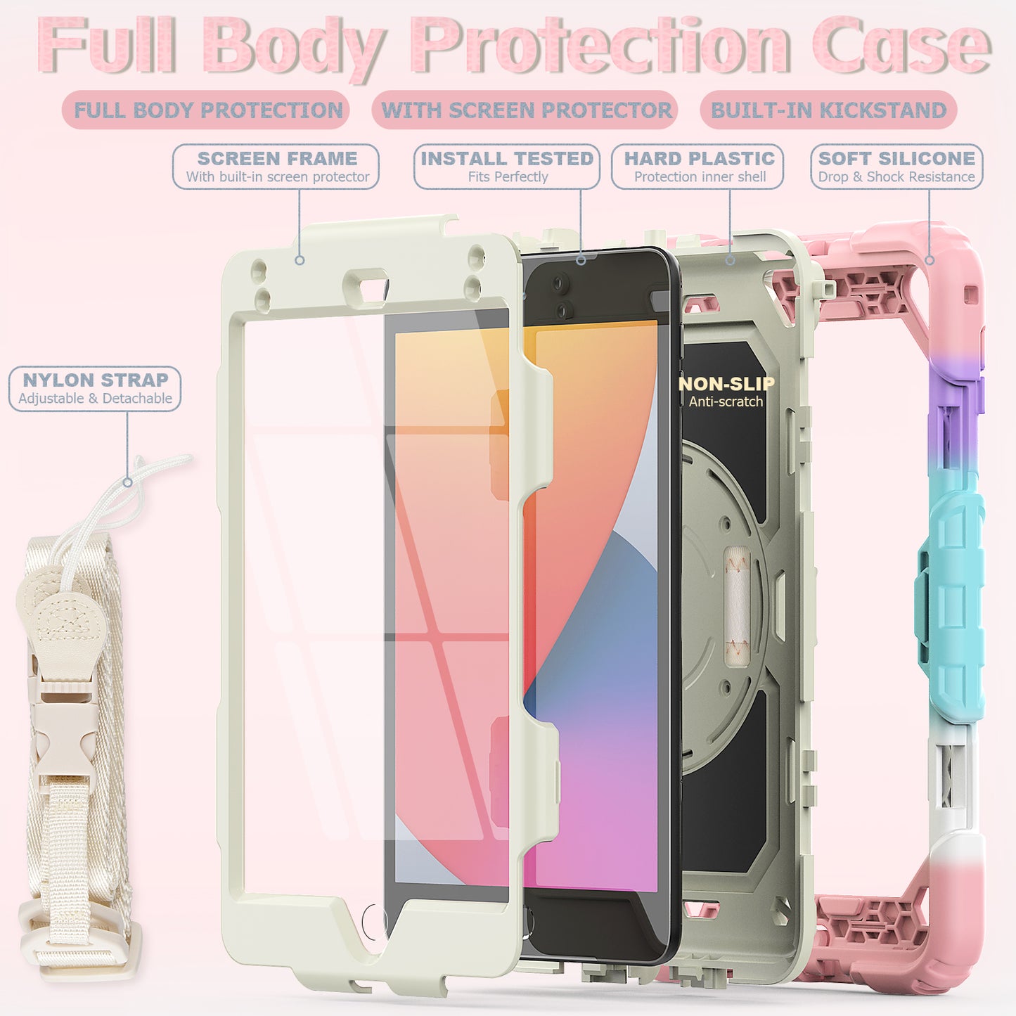 Tough Strap Built-in Screen Protector iPad Mini 4 Case Multi-functional