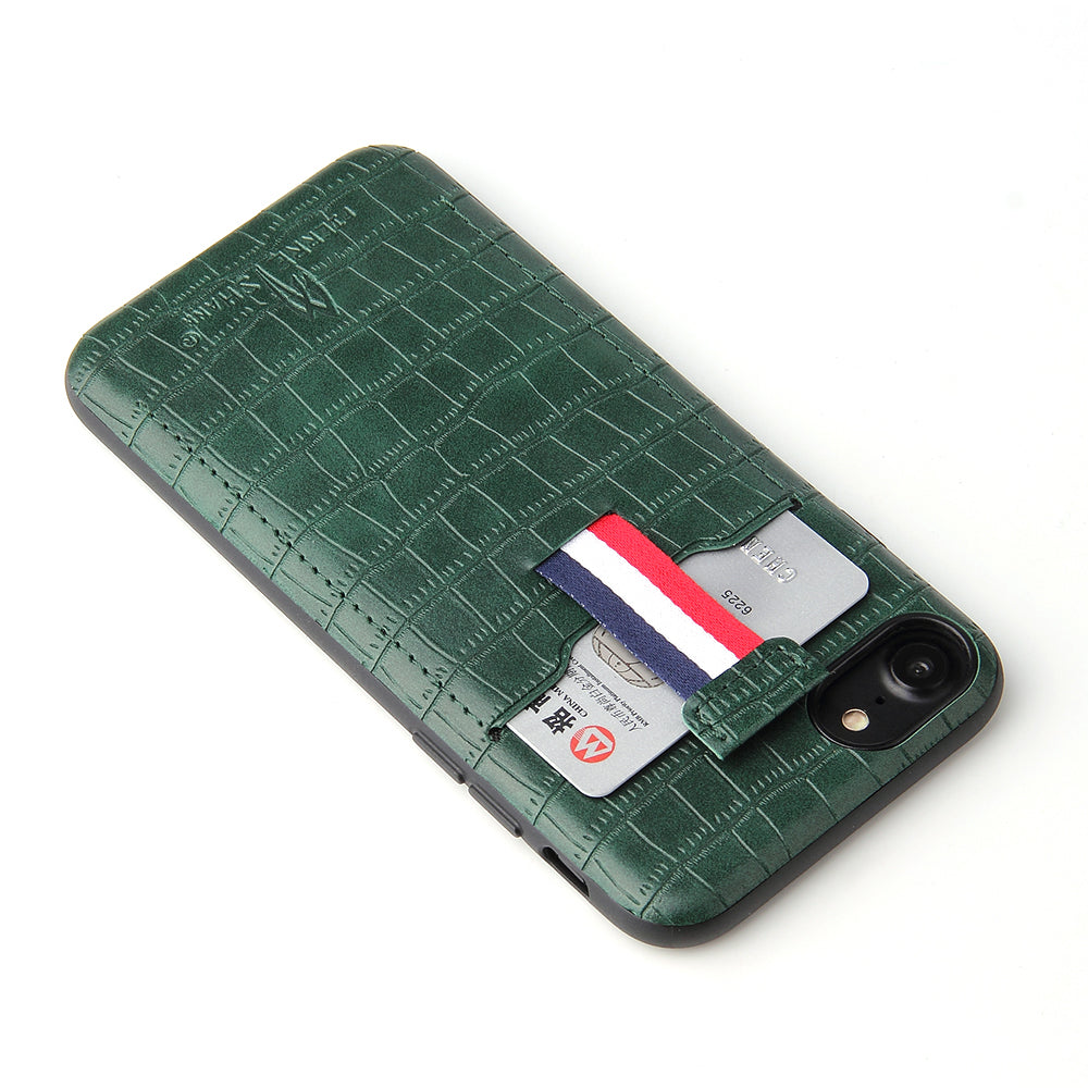 Crocodile Leather iPhone 8 Case Business Card Holder Deluxe