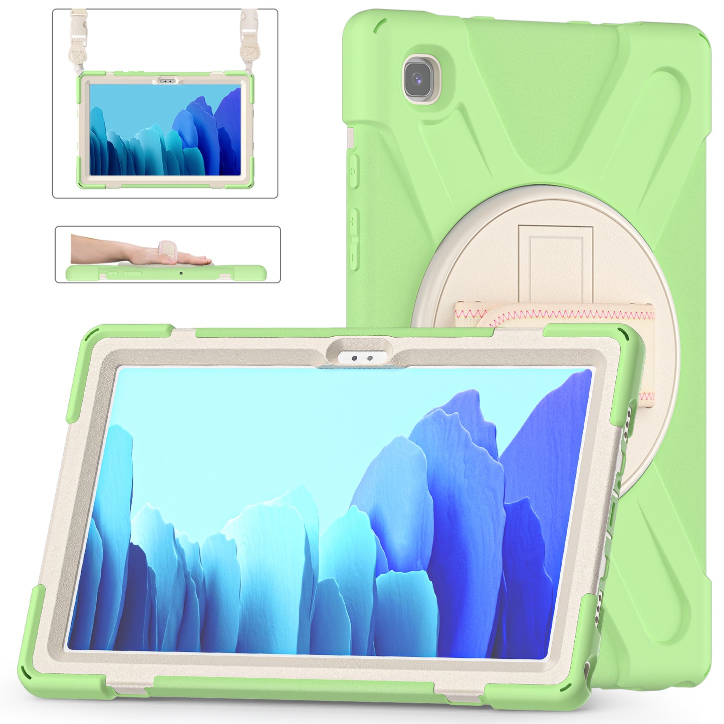 Pirate King Galaxy Tab A7 Case 360 Rotating Stand Hand Shoulder Strap