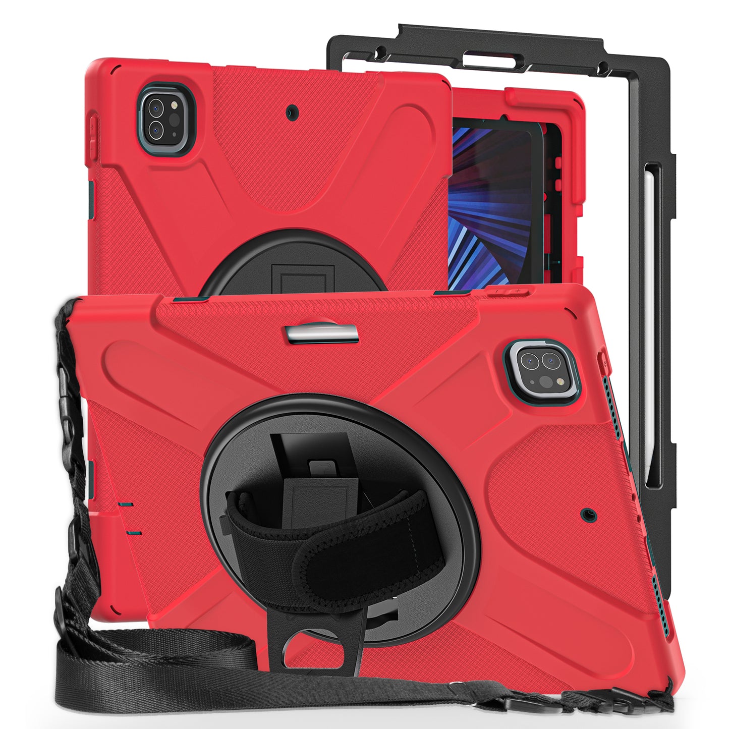 Pirate King iPad Pro 12.9 (2022) Case 360 Rotating Stand Hand Shoulder Strap