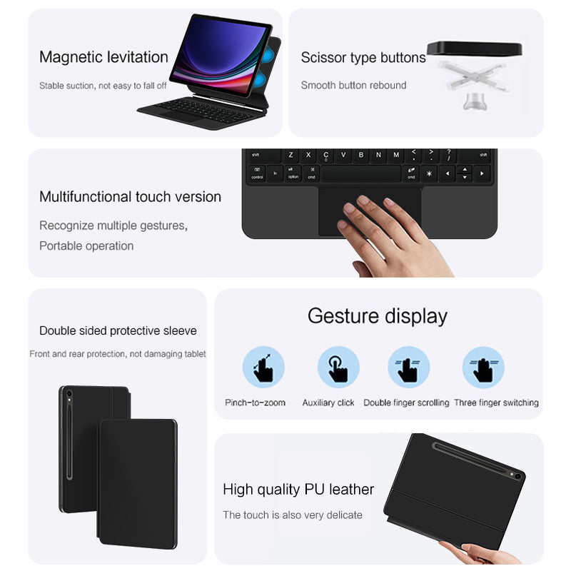 Suspension 7-backlit Touchpad Keyboard Galaxy Tab S10 Case Detachable