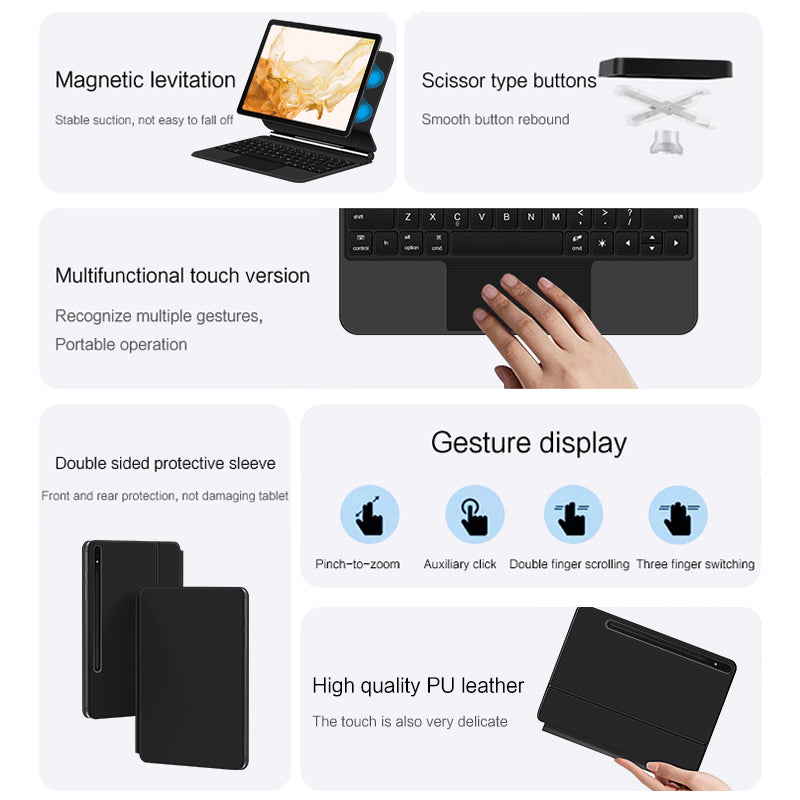 Suspension 7-backlit Touchpad Keyboard Galaxy Tab S8+ Case Detachable