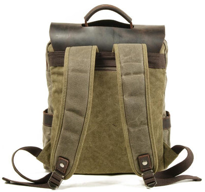 Men's Canvas Backpack Laptop Bag Outdoor Student Waxed Waterproof School Large Capacity