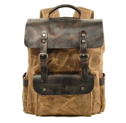 Men's Canvas Backpack Laptop Bag Outdoor Student Waxed Waterproof School Large Capacity