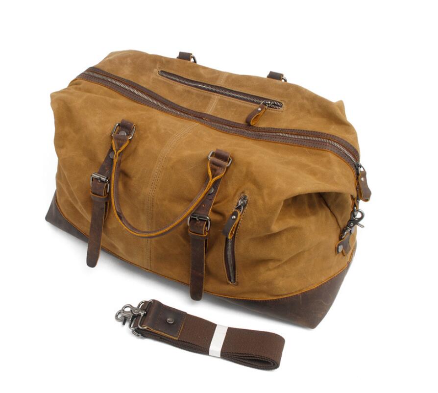 Men's Canvas Duffel Bag Laptop Bag Portable Travel Waterproof Splicing Fashion