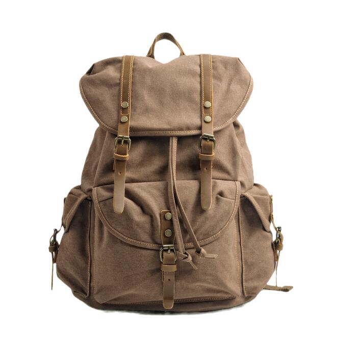 Men's Canvas Backpack Laptop Bag Large Capacity Middle High School Student Leisure