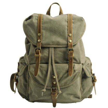 Men's Canvas Backpack Laptop Bag Large Capacity Middle High School Student Leisure