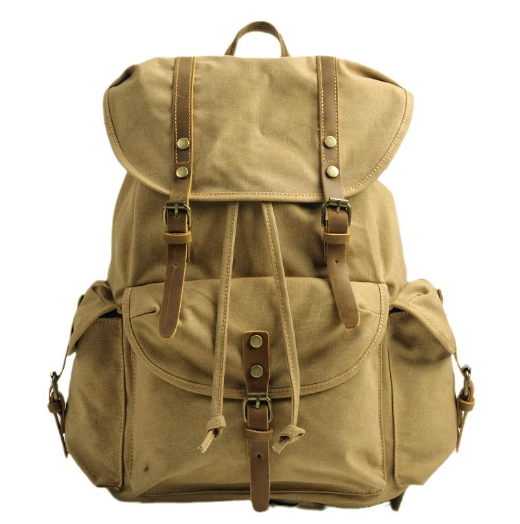 Men's Canvas Backpack Laptop Bag Large Capacity Middle High School Student Leisure