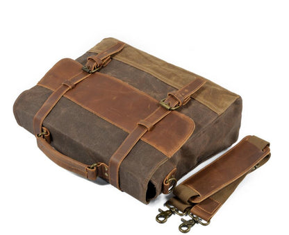 Men's Canvas Briefcase Laptop Bag Waterproof Retro Cross-body High Quality Buckle