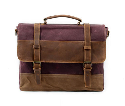 Men's Canvas Briefcase Laptop Bag Waterproof Retro Cross-body High Quality Buckle