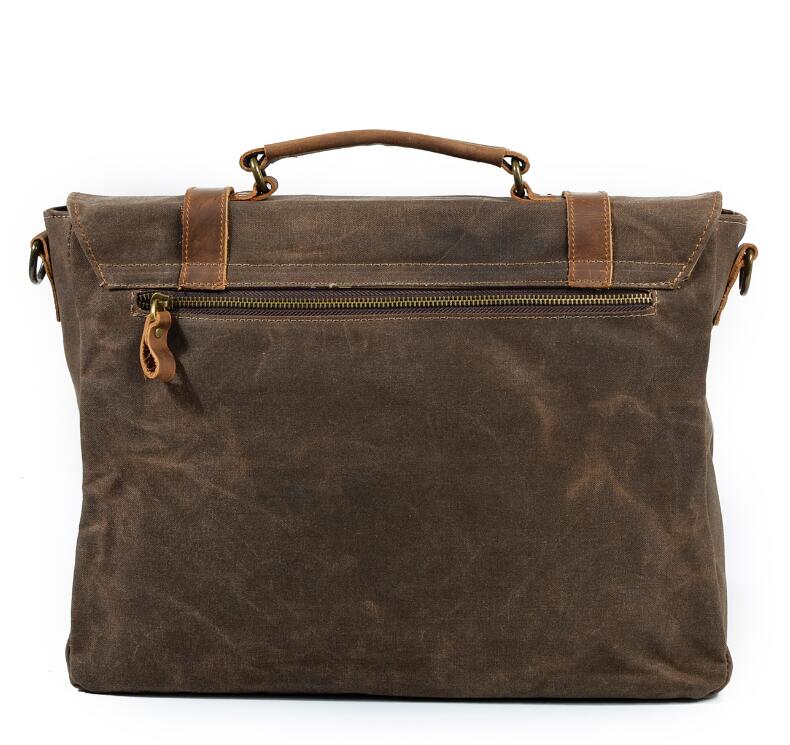 Men's Canvas Briefcase Laptop Bag Waterproof Retro Cross-body High Quality Buckle