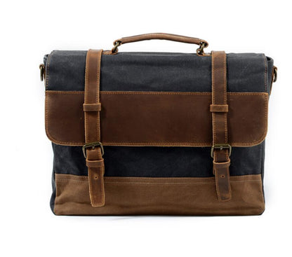 Men's Canvas Briefcase Laptop Bag Waterproof Retro Cross-body High Quality Buckle