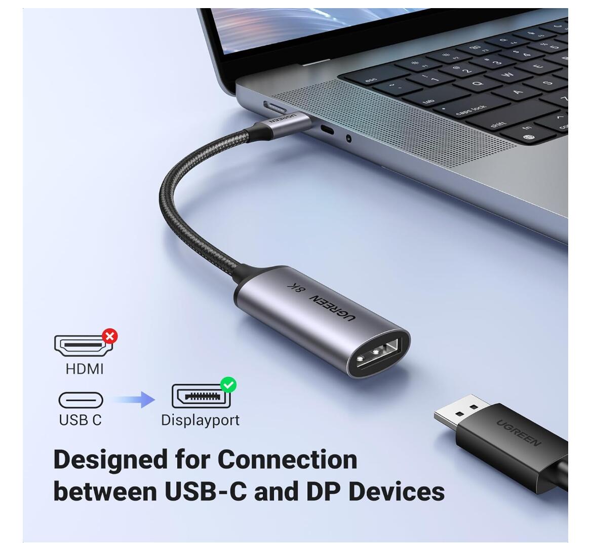 8K USB-C to Display Port 1.4 Adapter Cable DP 1.4 Braided