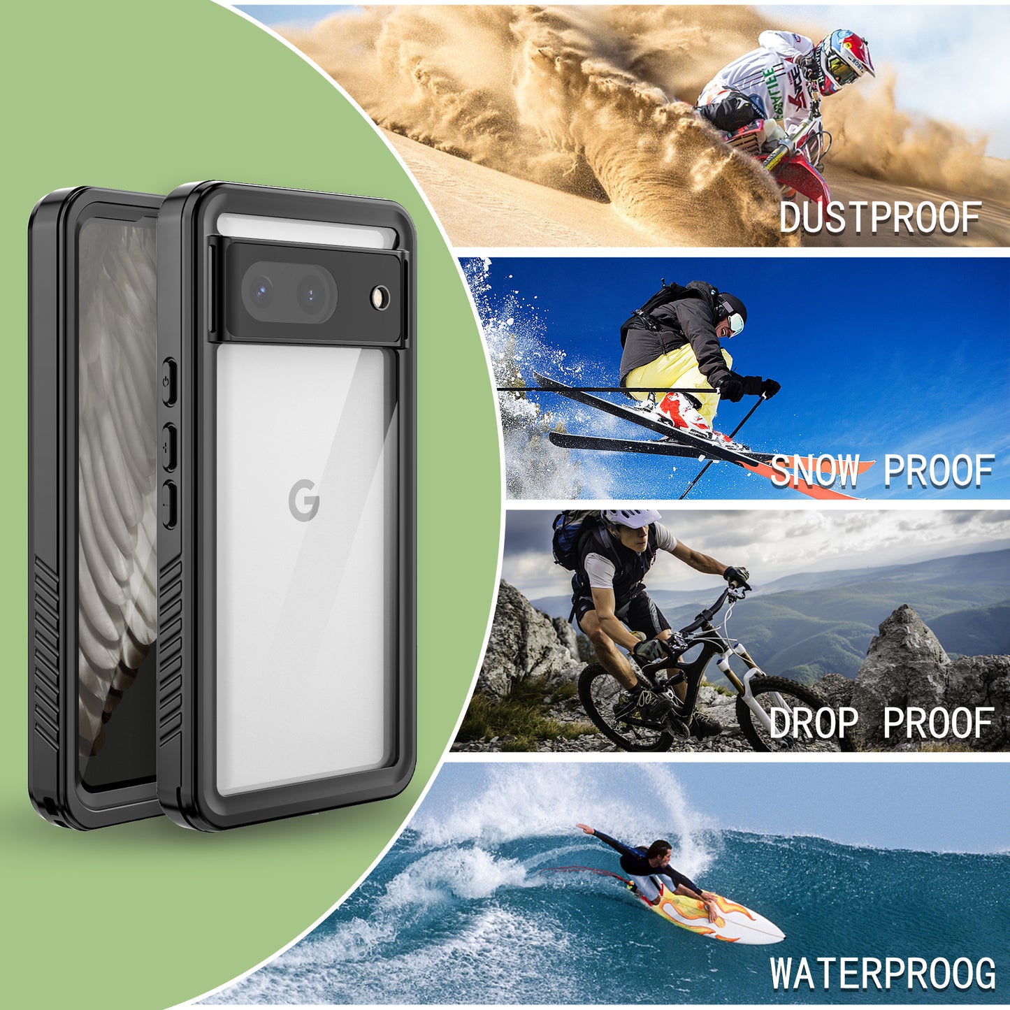 Twill Swimming IP68 Waterproof Google Pixel 8 Case Bumper Combo