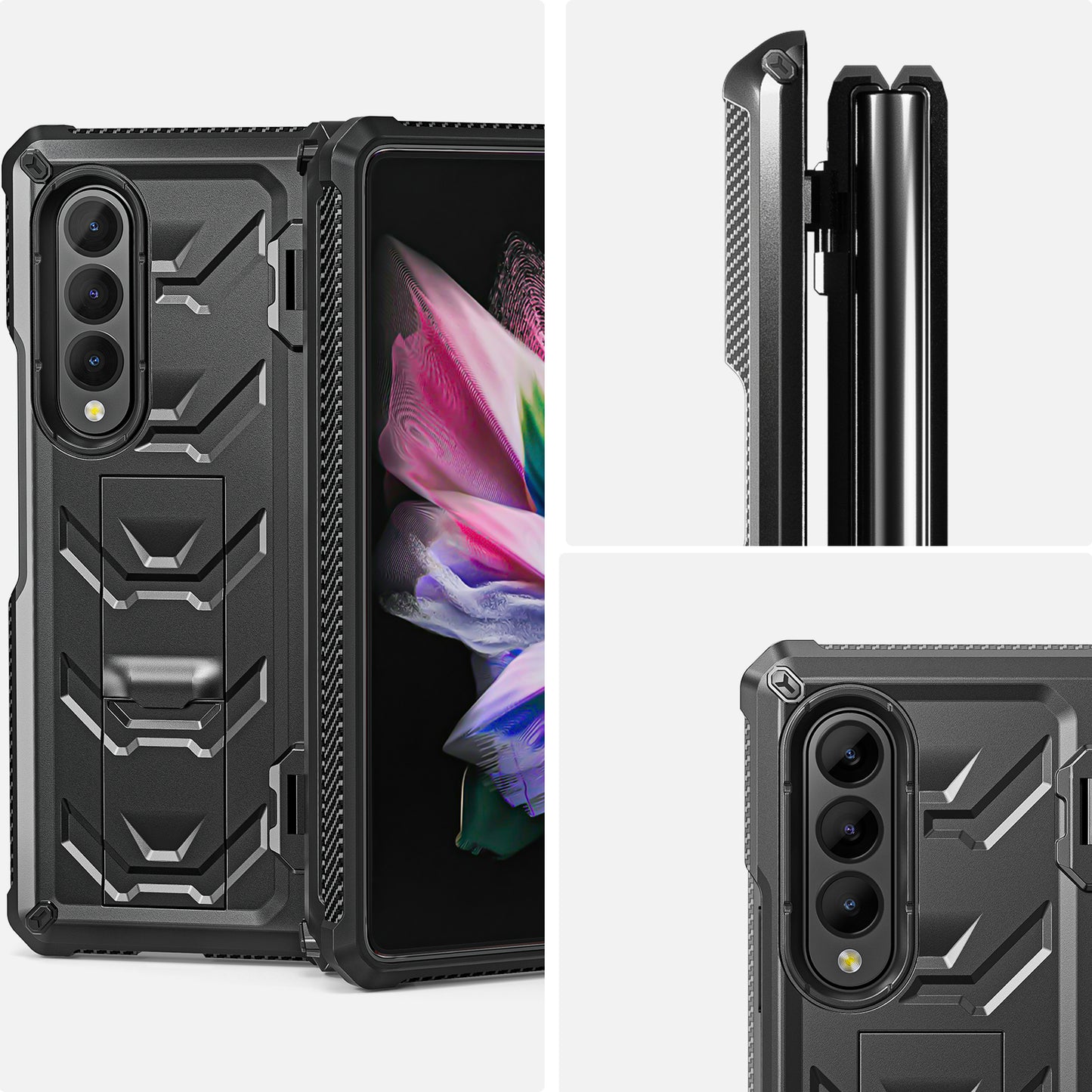 Mech King Samsung Galaxy Z Fold3 Case Rugged Mul-angele Kicktand